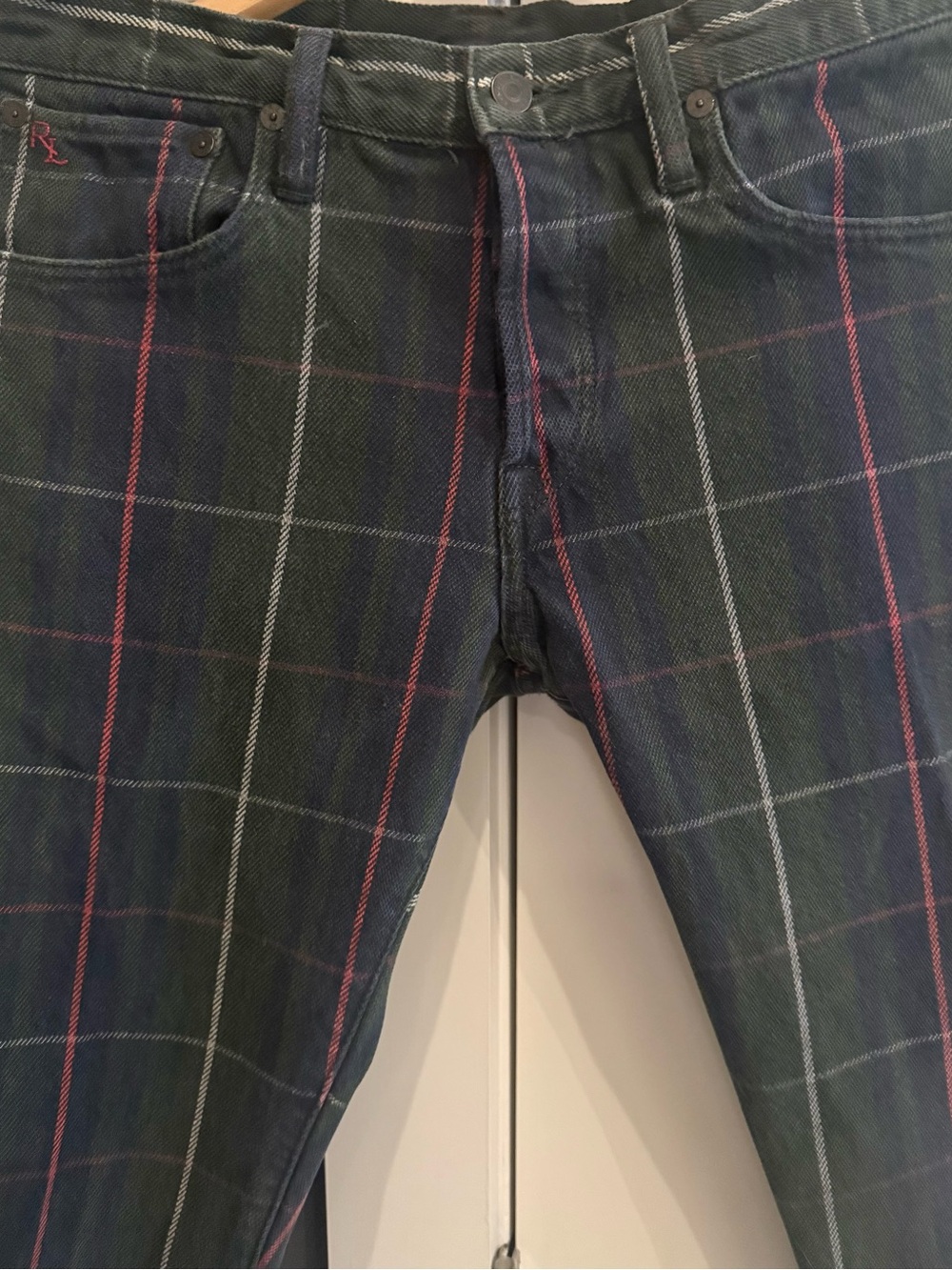 Polo by Ralph Lauren Green Plaid Jeans with Red & Gray Windowpane